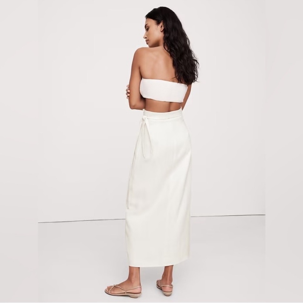 Banana Republic white Linen wrap skirt - Picture 2 of 4